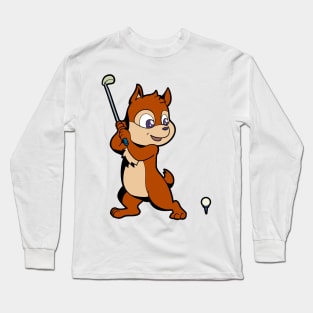 Cartoon chipmunk plays golf - golfer Long Sleeve T-Shirt